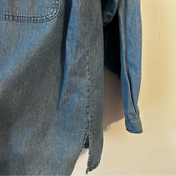 Embroidered Denim Shirt with Beaded Details women’s 1x. Dolphin bedazzled ocean. - Picture 7 of 12